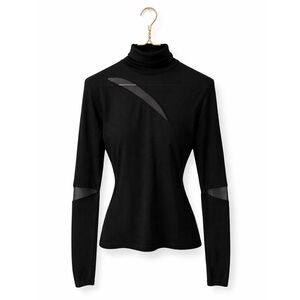 ✨ Emilio Pucci Black Mesh Cutout Turtleneck Wool Blend Sweater ✨